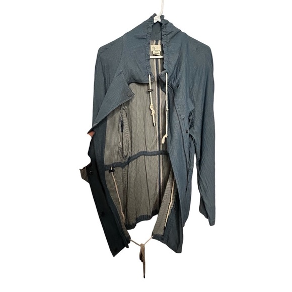 Andrea Jovine Blue Chambray Linger Length Lightweight Spring Weight Jacket Sz L - Picture 13 of 16